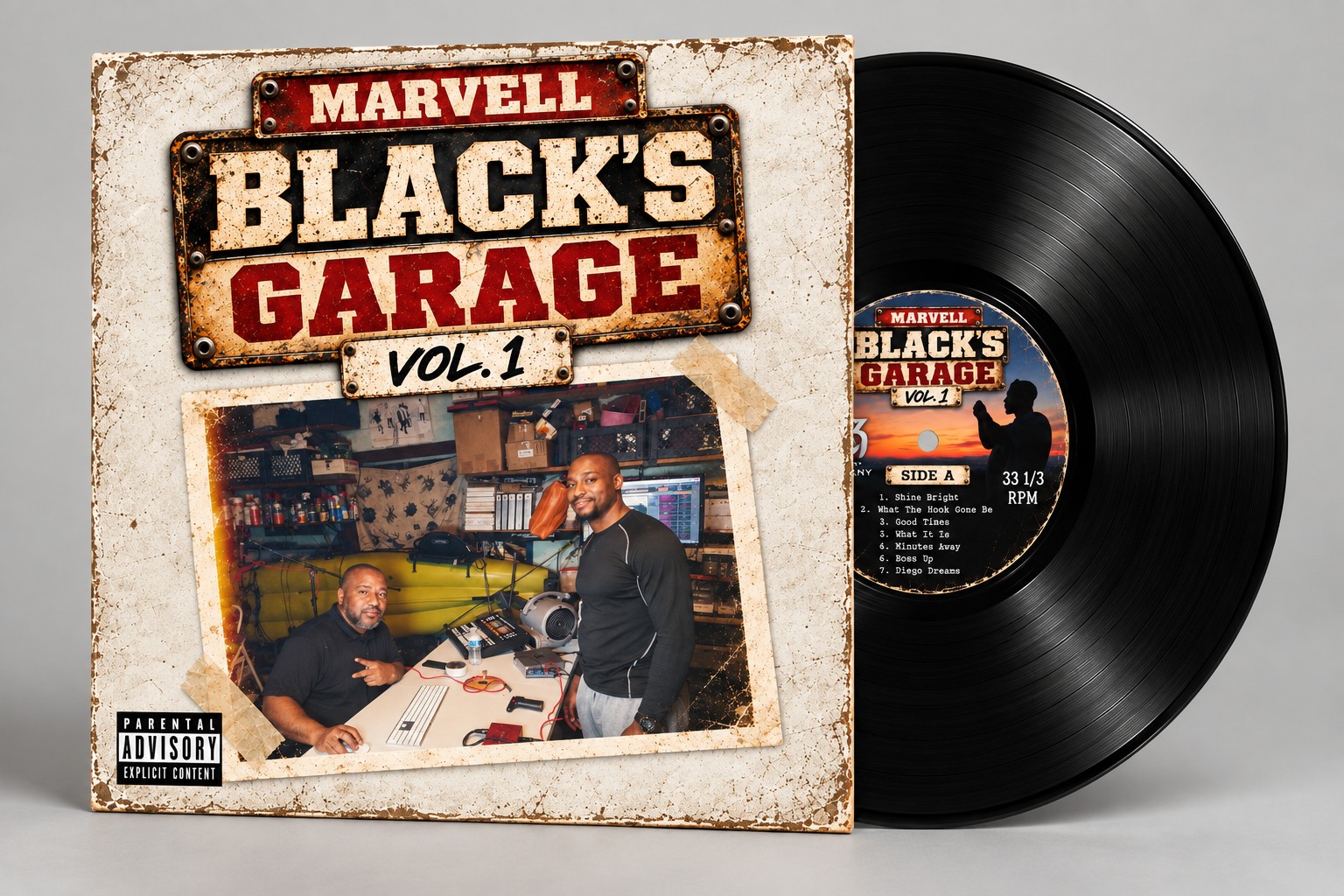 Black’s Garage Volume 1 First Edition sleeve and black record
